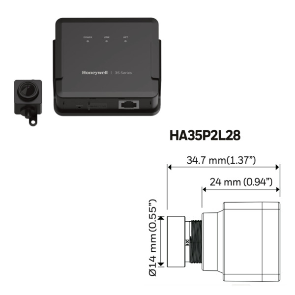 HONEYWELL HA35P2L28 Minicamara IP serie 35 Pin-hole 2MP 2.8mm H265 WDR PoE 12Vdc Audio E/S