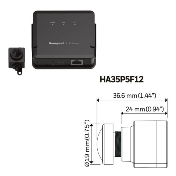 HONEYWELL HA35P5F12 Minicamara IP serie 35 Pin-hole FishEye 5MP 1.22mm H265 WDR PoE 12Vdc Audio E/S
