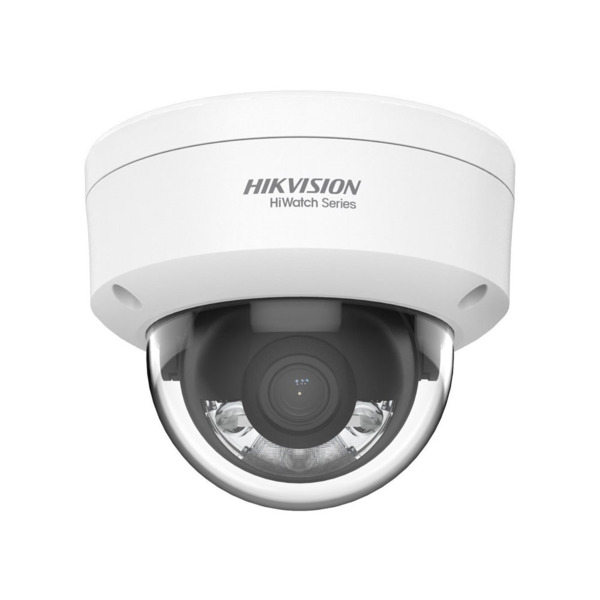 Domo IP ColorVu HiWatchT de HIKVISION®. 2MP@25/30ips, H.265+/H.265. Color 24h, 0,001 lux, Smart Light 30m. Óptica fija de 2,8 mm