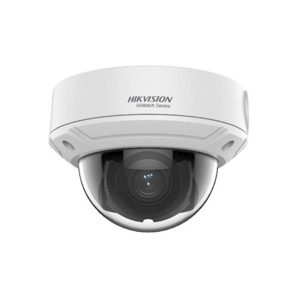 Domo IP HiWatchT de HIKVISION®. 2MP@25/30ips, H.265+/H.265. ICR, 0,005 lux, Smart IR 30m. Óptica motorizada 2,8~12 mm. WDR digit