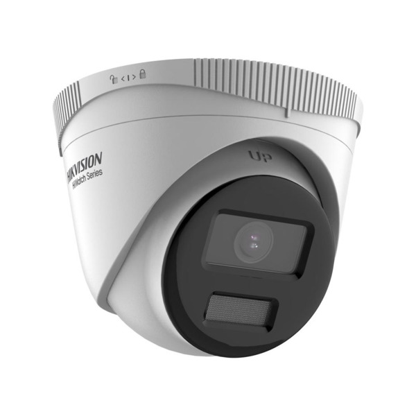 Domo IP ColorVu HiWatchT de HIKVISION®. 4MP@20ips, H.265+/H.265. Color 24h, 0,001 lux, Smart Light 30m. Óptica fija de 2,8 mm. W