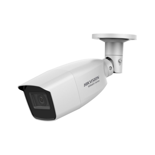 Cámara bullet 4 en 1 Serie HiWatchT de HIKVISION® con iluminación Smart IR de 40 m para exterior. CMOS de 2MP. Salida 4 en 1 (HD