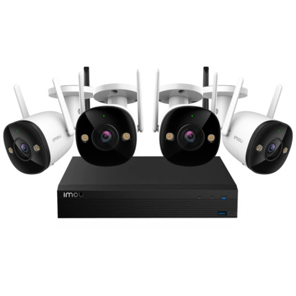 Comprar IMOU IMOU-KIT/NVR1104HS-W-S2-CE-1T/4-F22FEP-0280B Wireless Kit 4 Cámaras Bullet 2 2MP - NVR 4CH / WiFi 2.4 GHz  - 2.8mm / IR + Full Color - Audio bidireccional / Sirena + Flash - Detección humanos - Apto para exterior / IP67