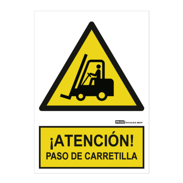 IMPLASER AD07-A4 Señal ¡ATENCIÓN! paso de carretilla 29,7x21cm