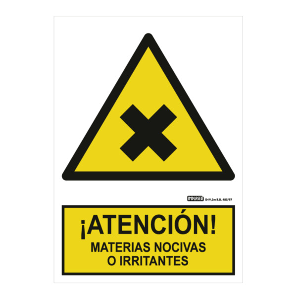 IMPLASER AD14-A4 Señal ¡ATENCIÓN! materias nocivas o irritantes 29,7x21cm