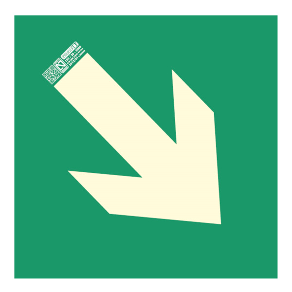 IMPLASER EV227N Señal flecha evacuación diagonal 22,4x22,4cm