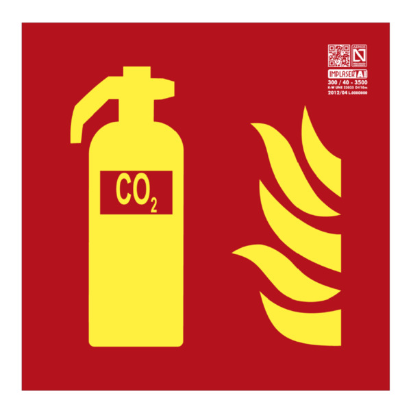 IMPLASER EX219L Señal extintor CO2 Clase A 21x21cm