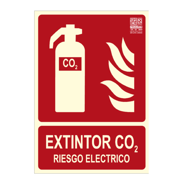 IMPLASER EX219N-A4 Señal extintor CO2 riesgo eléctrico 29,7x21cm