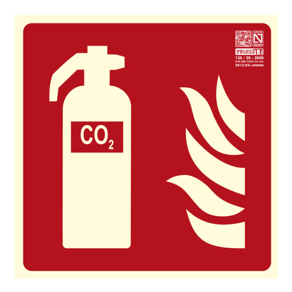 IMPLASER EX219N Señal extintor CO2 riesgo eléctrico 21x21cm