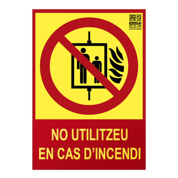 IMPLASER EX221L-CAT Senyal no utilitzeu en cas d'incendi en català Classe A 21x15cm