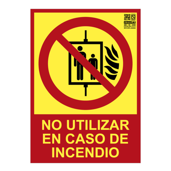IMPLASER EX221L Señal no utilizar en caso de incendio Clase A 21x15cm