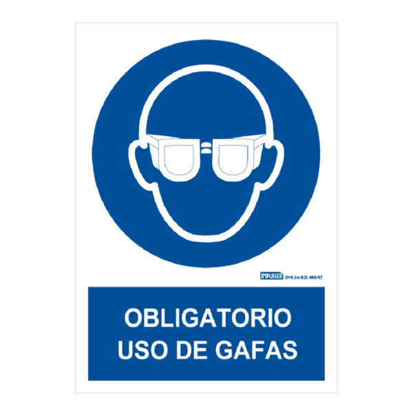 IMPLASER OB03-A4 Señal obligatorio uso de gafas 29,7X21cm