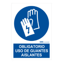 IMPLASER OB05-A4 Señal obligatorio uso guantes aislantes 29,7x21cm