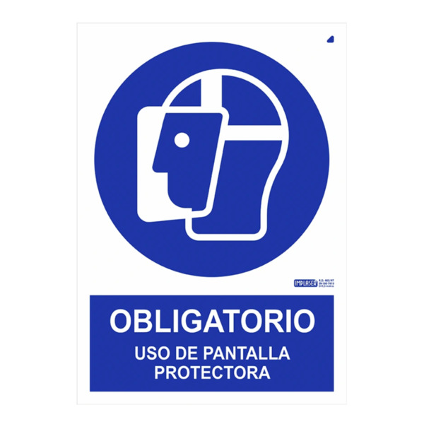 IMPLASER OB09-A4 Señal obligatorio uso de pantalla protectora 29,7x21cm
