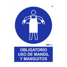 IMPLASER OB26-A4 Señal obligatorio uso de mandil y manguitos 29,7x21cm
