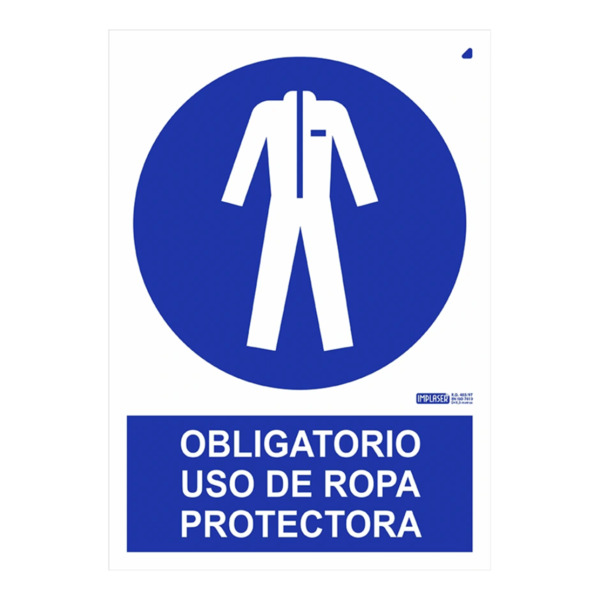 IMPLASER OB29-A4 Señal obligatorio uso de ropa protectora 29,7x21cm