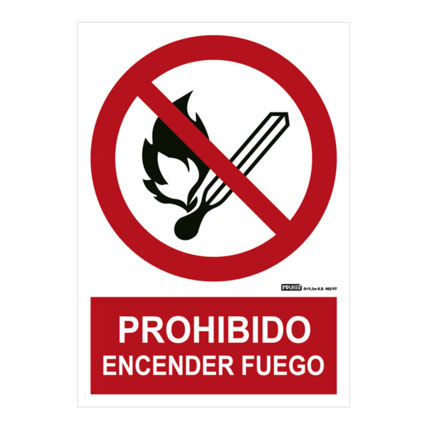 IMPLASER PR02-A4 Señal prohibido encender fuego 29,7x21cm