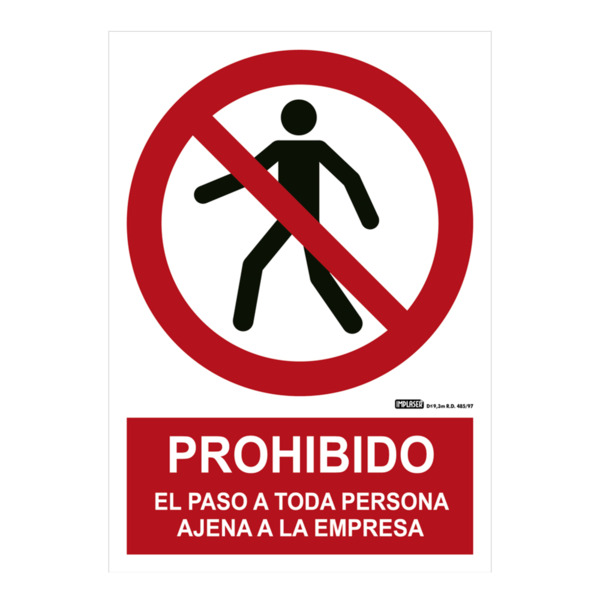 IMPLASER PR20-A4 Señal prohibido el paso a toda persona ajena a la empresa 29,7x21cm
