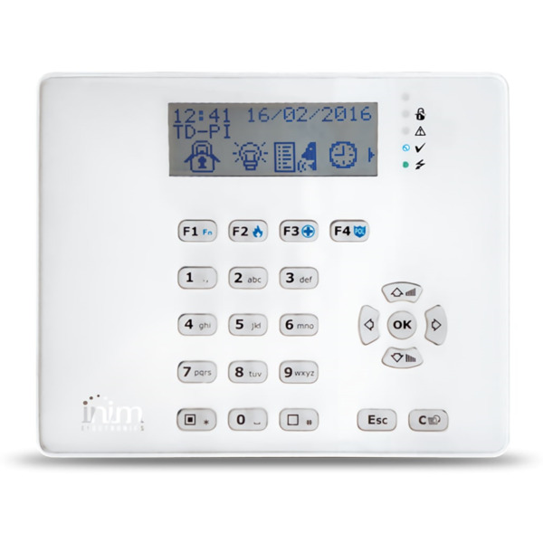 INIM ARIA-W Teclado LCD vía radio. 4 leds de señalización. Requiere 2 x CR17450 incluidas. Grado 2