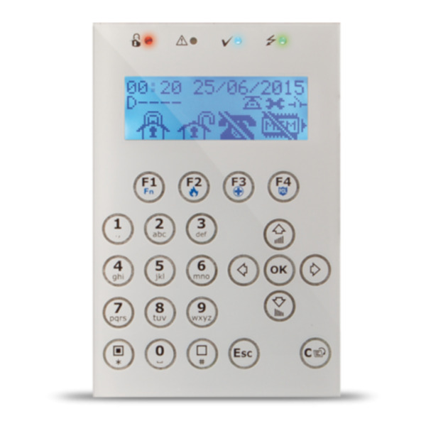INIM CONCEPT-WH Teclado LCD. 4 leds de señalización. 1 terminal I/O. Color Blanco. Grado 3
