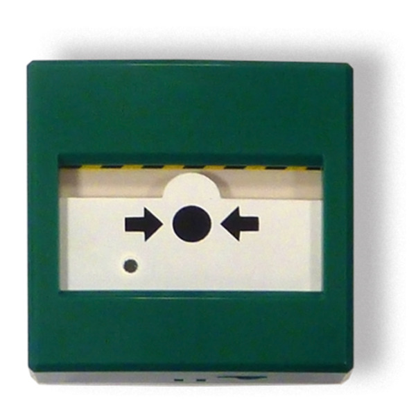 INIM IC0020G Pulsador de Alarma manual para paro de extinción automática. Color Verde