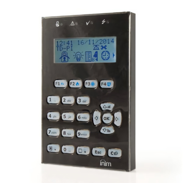 INIM NCODE-G-BL Teclado LCD. 4 leds. 1 terminal I/O. Sensor de luminosidad. Para centrales PRIME. Color Negro