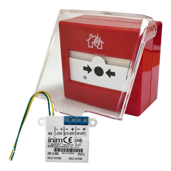 INIM PFL-I-311C Pulsador convencional rearmable con base baja, led indicador y aislador