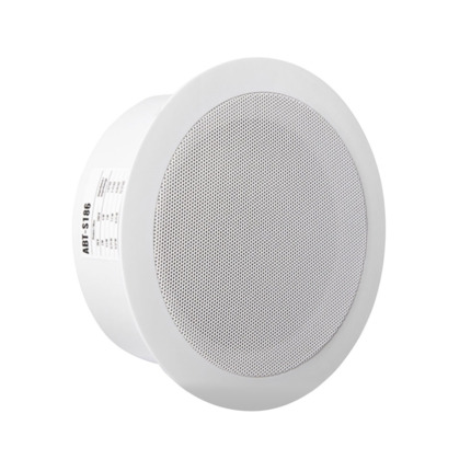 Comprar Intevio INTEVIO-69 ABT-S186 Altavoz de teccho de 6W para montaje empotrado de bajo perfil (75mm) para líneas de 100V con transformador de potencia variable (6-3-1,5-0,75W). Sensibilidad EN54: 91 dB @ 1W/1m. Respusta en frecuencia: 120 - 20.000 Hz