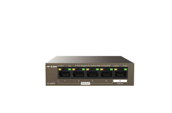 IPCOM G1105PD Switch esclavo alimentando desde otro dispositivo POE (no incluido) 5 puertos no gestionable Gigabit L2 4PoE 4PD I (2)