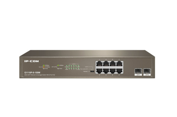 IPCOM G1110P-8-150W Switch 8 puertos PoE + 2 puertos SFP Gigabit no gestionable enracable L2 (1)
