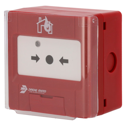 Comprar JADE BIRD JBE-2100C Pulsador analógico Jade Bird - Rearmable, tapa de protección incluída - Indicador luminoso y visual de activación - Contacto seco auxiliar - Certificado EN 54-11