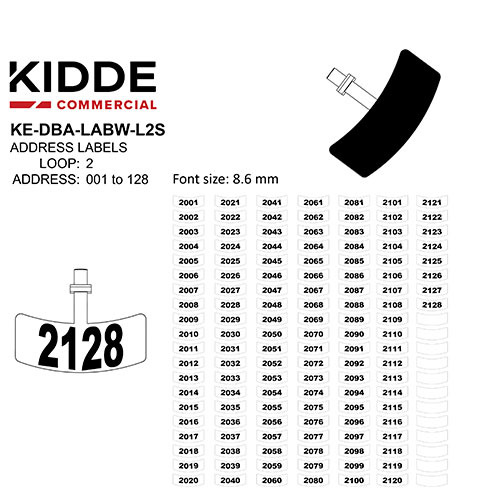 KIDDE KE-DBA-LABW-L2S Etiquetas de identificación para dispositivos analógicos Serie Excellence - Lazo 2