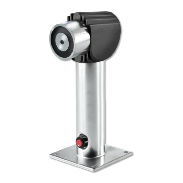 KILSEN FE260-325 Retenedor electromagnético de 400N para montaje en suelo/pared (soporte ajustable 325mm) con pulsador de desblo
