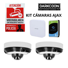 Kit Ajax Videovigilancia IP. Con NVR de 8 canales 5Mpx 2,8mm + Disco duro 2Tb + 2 Cámaras Domo IP 5Mpx + Cartel Advertencia