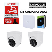 Kit Ajax Videovigilancia IP. Con NVR de 8 canales 5Mpx 2,8mm + Disco duro 2Tb + 2 Cámaras Turret IP 5Mpx + Cartel Advertencia