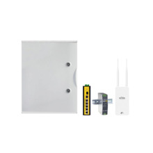 Kit alimentación farolas. 1x Caja para farolas SAM-4798. 1x Switch POE gestionable L2 de 4 POE Gigabit + 1 SFP Gigabit SAM-4767.