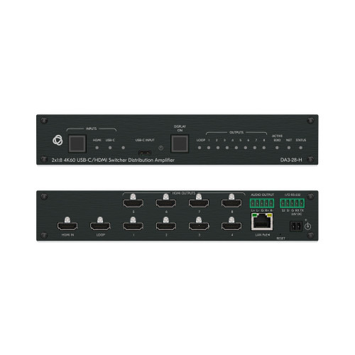 KRAMER AVSM 2X1:8 4K60 USB-C/HDMI SWITCHER DISTRIBUTION AMPLIFIER- DA3-28-H (10-00002890) (1)