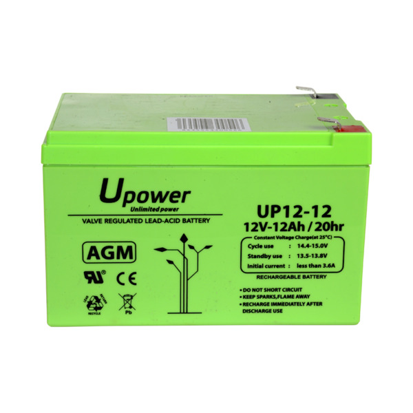 MASTER BATTERY BATT-1212-U Upower - Batería recargable - Tecnología plomo ácido AGM - Voltaje 12 V - Capacidad 12.0 Ah - 101 x 1 (3)