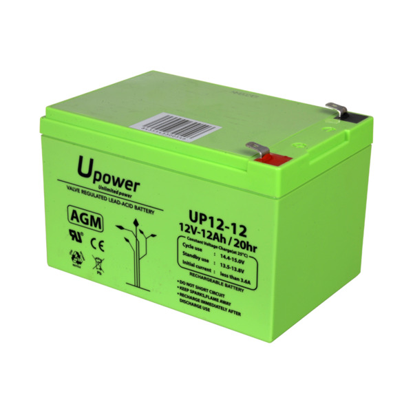 MASTER BATTERY BATT-1212-U Upower - Batería recargable - Tecnología plomo ácido AGM - Voltaje 12 V - Capacidad 12.0 Ah - 101 x 1