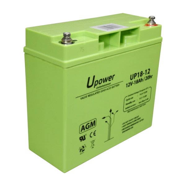 MASTER BATTERY BATT-1218-U Upower - Batería recargable - Tecnología plomo ácido AGM - Voltaje 12 V - Capacidad 18.0 Ah - 167.5 x (1)