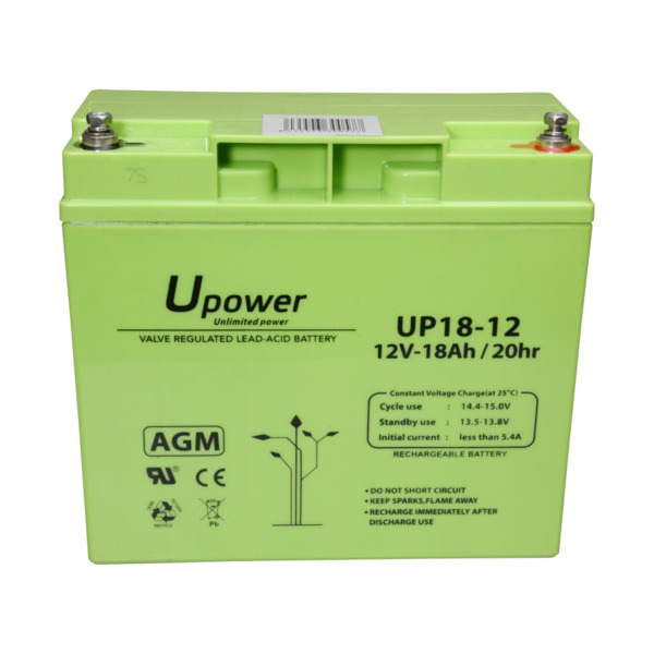 MASTER BATTERY BATT-1218-U Upower - Batería recargable - Tecnología plomo ácido AGM - Voltaje 12 V - Capacidad 18.0 Ah - 167.5 x (3)