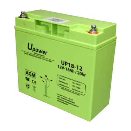 Comprar MASTER BATTERY BATT-1218-U Upower - Batería recargable - Tecnología plomo ácido AGM - Voltaje 12 V - Capacidad 18.0 Ah - 167.5 x 181.5 x 77 / 5700 g - Para respaldo o uso directo