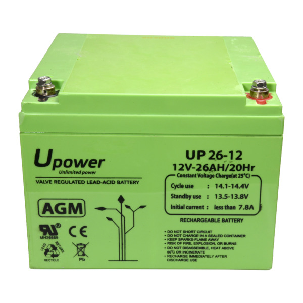 MASTER BATTERY BATT-1226-U Upower - Batería recargable - Tecnología plomo ácido AGM - Voltaje 12 V - Capacidad 26.0 Ah - 125 x 1 (3)