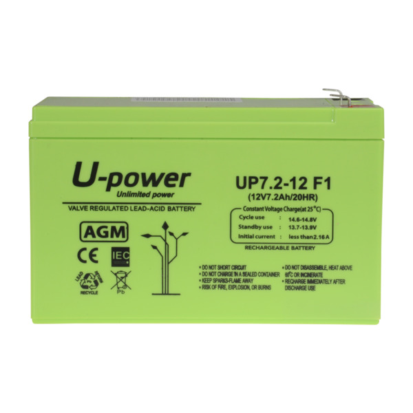 MASTER BATTERY BATT-1272-U Upower - Batería recargable - Tecnología plomo ácido AGM - Voltaje 12 V - Capacidad 7.2 Ah - 101 x 15 (3)