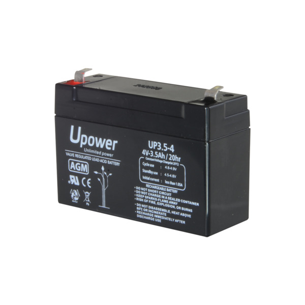 MASTER BATTERY BATT-4035-U Upower - Batería recargable - Tecnología plomo ácido AGM - Voltaje 4 V - Capacidad 3.5 Ah - 65 x 90 x (3)