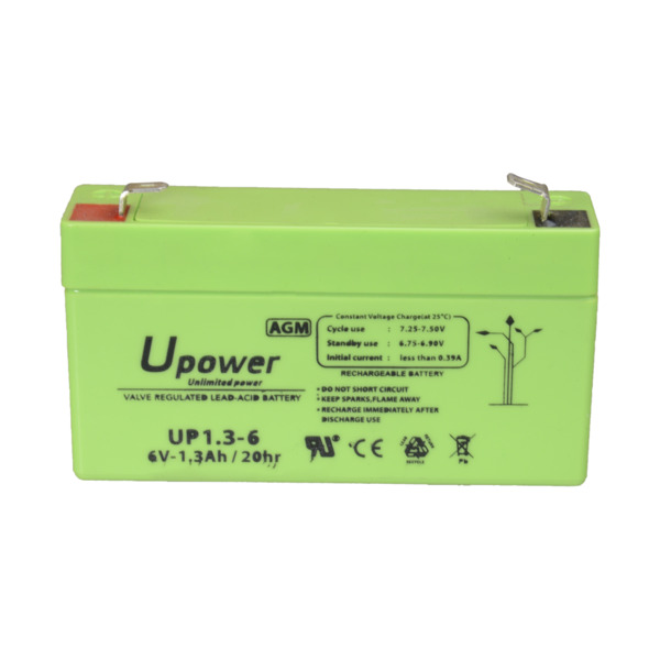 MASTER BATTERY BATT-6013-U Upower - Batería recargable - Tecnología plomo ácido AGM - Voltaje 6 V - Capacidad 1.3 Ah - 97 x 57.5 (3)