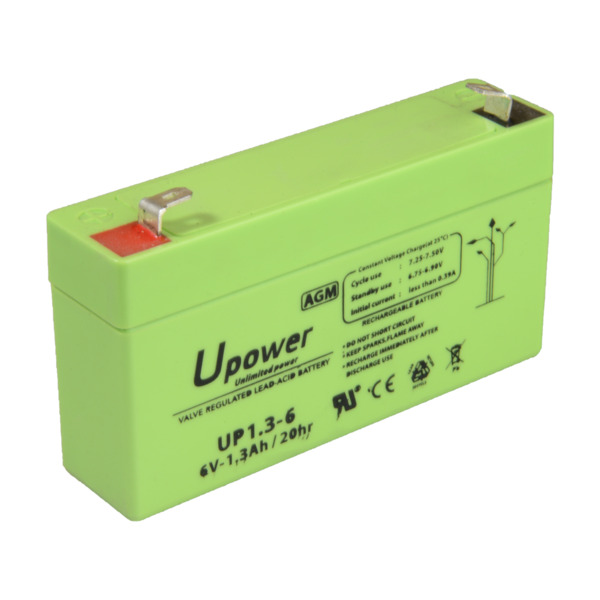 MASTER BATTERY BATT-6013-U Upower - Batería recargable - Tecnología plomo ácido AGM - Voltaje 6 V - Capacidad 1.3 Ah - 97 x 57.5 (1)