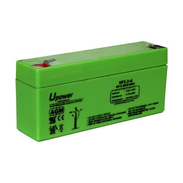 MASTER BATTERY BATT-6033-U Upower - Batería recargable - Tecnología plomo ácido AGM - Voltaje 6 V - Capacidad 3.2 Ah - 66 x 134 (1)