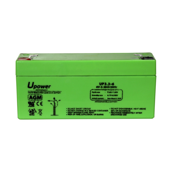 MASTER BATTERY BATT-6033-U Upower - Batería recargable - Tecnología plomo ácido AGM - Voltaje 6 V - Capacidad 3.2 Ah - 66 x 134 (3)