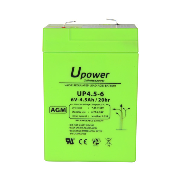 MASTER BATTERY BATT-6045-U Upower - Batería recargable - Tecnología plomo ácido AGM - Voltaje 6 V - Capacidad 4.5 Ah - 106 x 70 (3)